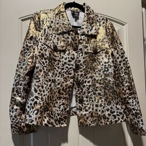 Vintage Women’s Berek Metallic animal print jacket rhinestone buttons sz M